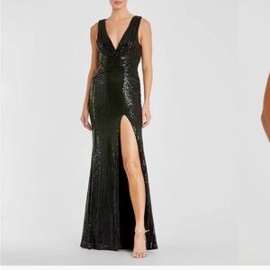 Elegant Black Sequin Evening Gown